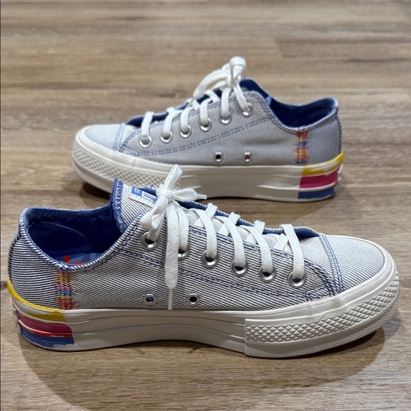 Converse ALL STAR Size 7 Women’s Chuck Taylor Lift Low 'Ranbow - Ozone Blue' - Picture 6 of 13